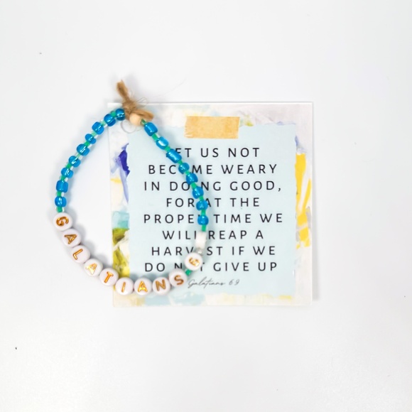 Bible Verse Beaded Bracelet - Handmade - NEW - Galatians 6:9 - Picture 1 of 2